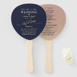 Navy Blue Wedding Hand Fan