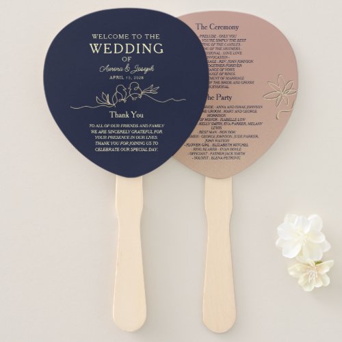 Navy Blue Wedding Hand Fan