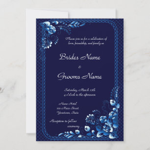 Navy Blue Wedding Invitation
