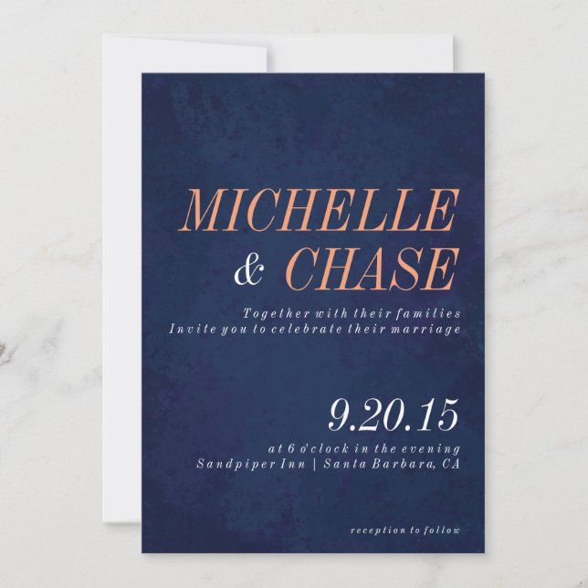 Navy Blue Wedding Invitation Collection (Front)