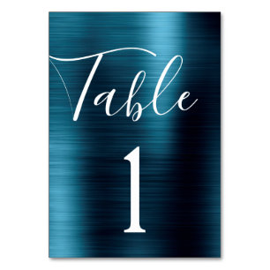 Navy Blue Wedding Metallic Table Number