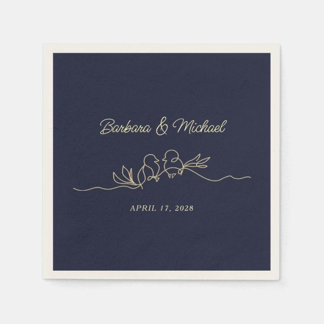 Navy Blue Wedding Napkins (Front)