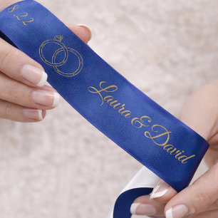 Navy Blue Wedding Personalized Name Ribbon