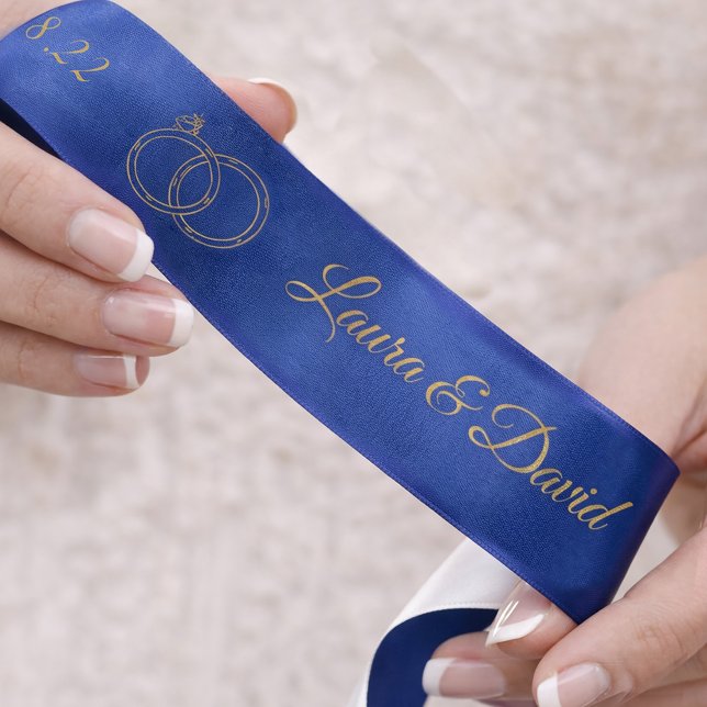 Navy Blue Wedding Personalized Name Ribbon (Creator Uploaded)