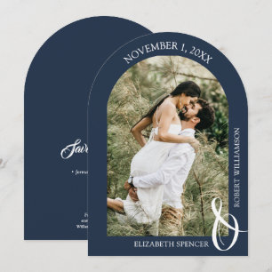 Navy Blue Wedding Photo QR Code Save the Date