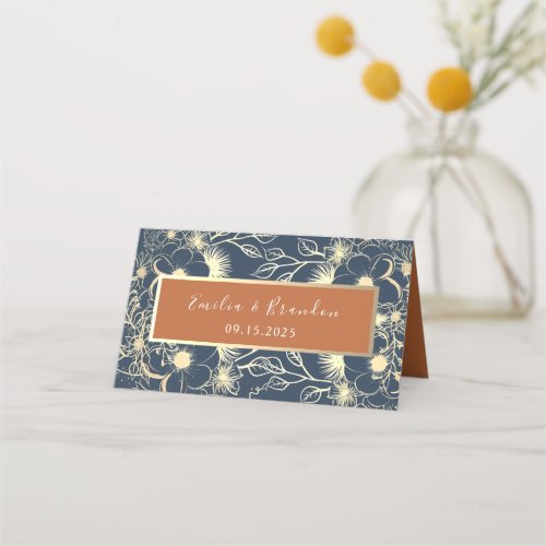 Navy Blue Wedding Place Card