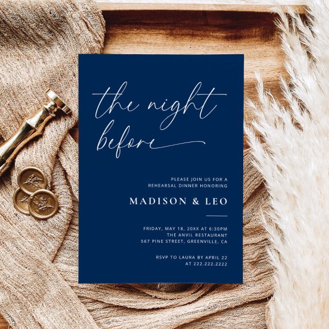 Navy Blue Wedding Rehearsal Dinner Invitation (Creator Uploaded)