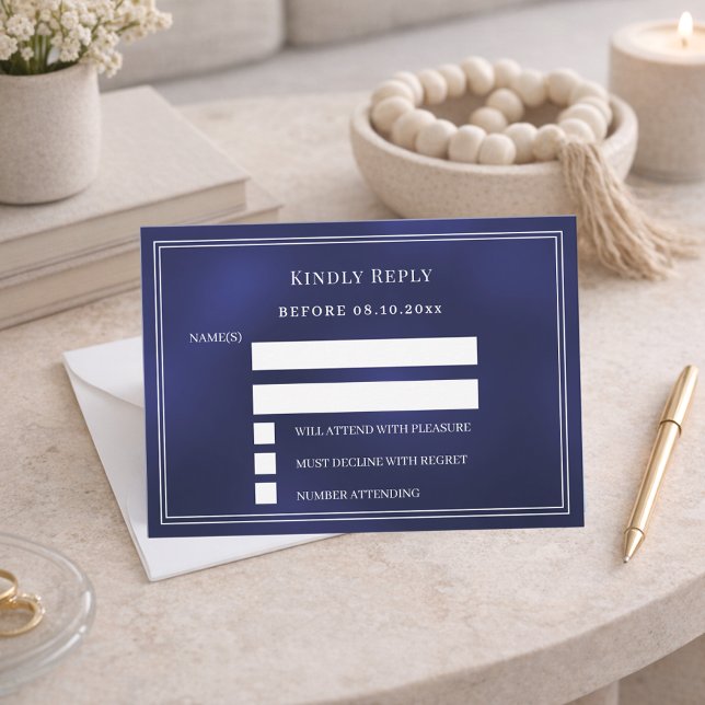 Navy blue wedding response RSVP Note Card (Creator Uploaded)