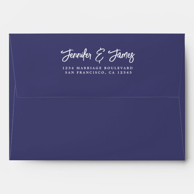 Navy Blue Wedding Return Address  Envelope (Back (Top Flap))