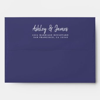 Navy Blue Wedding Return Address Envelope Zazzle
