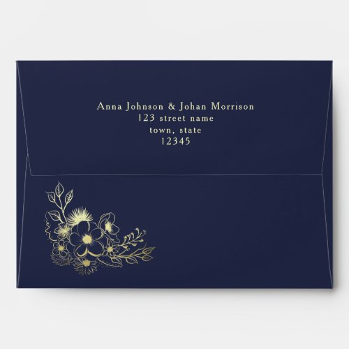 Navy Blue Wedding Return Address Envelope