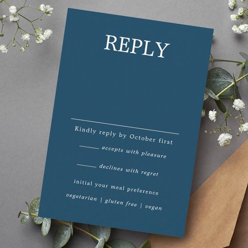 Navy Blue Wedding RSVP  Minimalist Simple  Enclosure Card