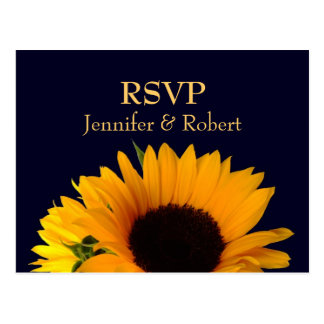 Navy Blue Wedding RSVP Postcard