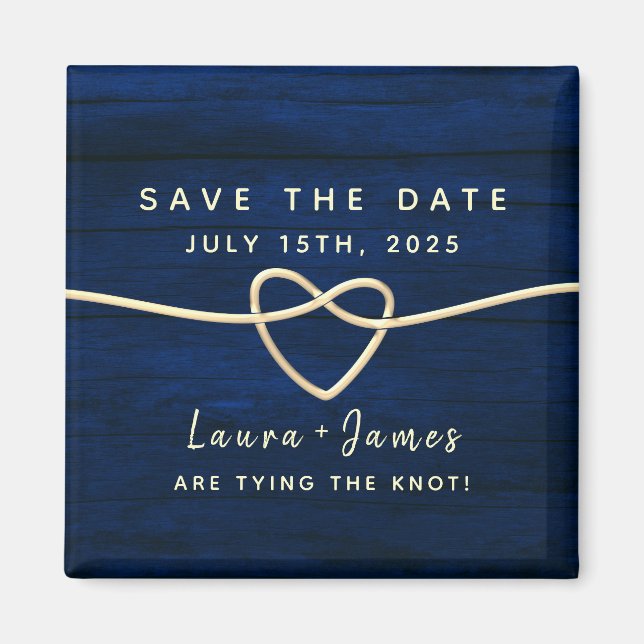 Navy Blue Wedding Save The Date Invitation Magnet (Front)