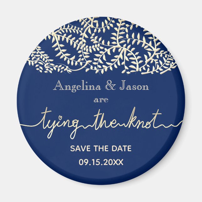 Navy Blue Wedding Save The Date Invitation Magnet (Front)