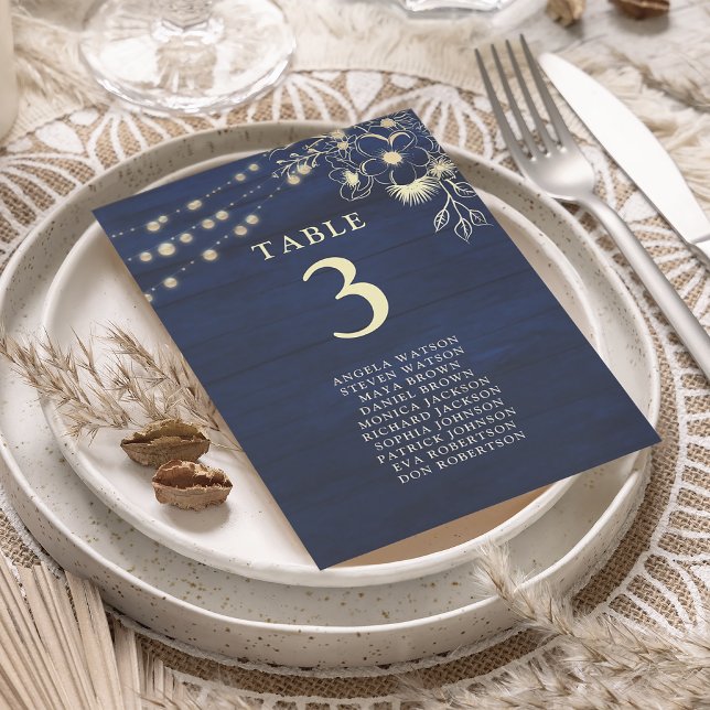 Navy Blue Wedding Seating Chart Card (Creator Uploaded)