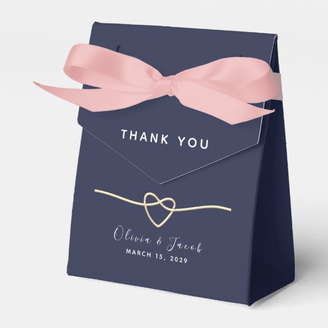 Navy Blue Wedding Thank You Favor Box (Front Side)