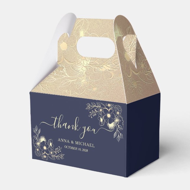 Navy Blue Wedding Thank You Favor Boxes (Front Side)