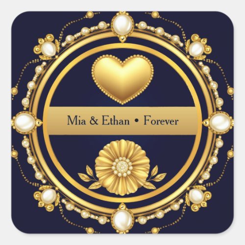  Navy Blue Wedding Thank You Favor  Square Sticker