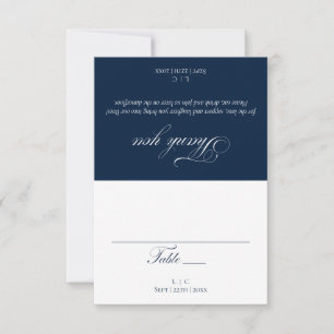 Navy Blue Wedding Thank You Folded Place Card