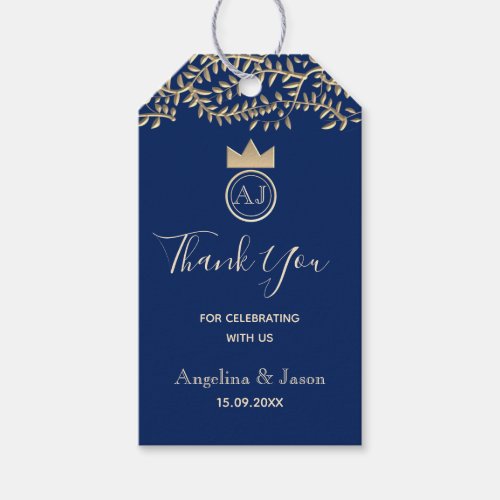 Navy Blue Wedding Thank You Gift Tags