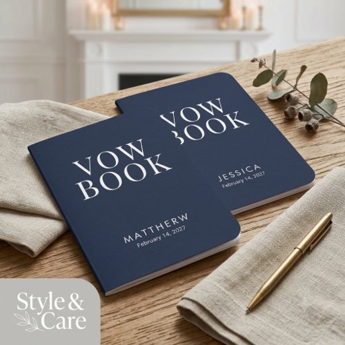 Navy Blue Wedding Vow Books for Couples