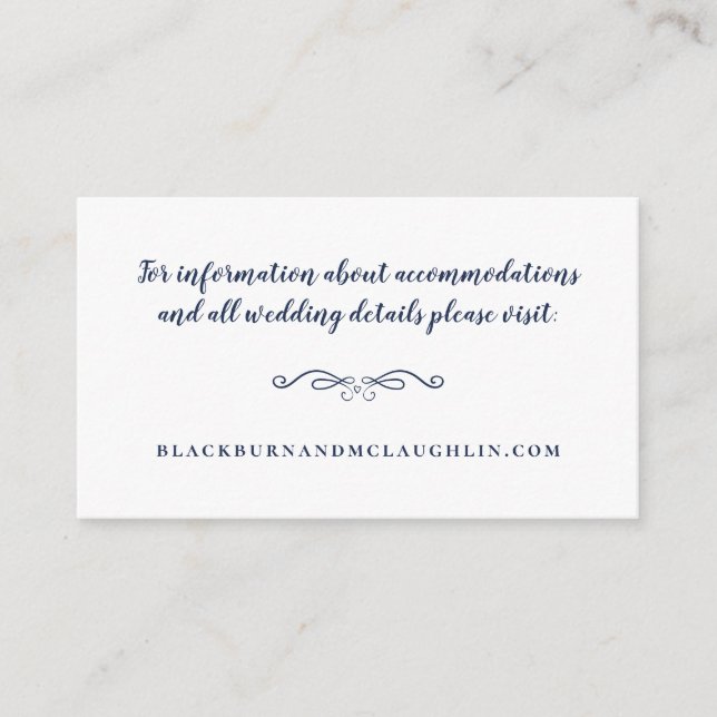 Navy Blue Wedding Website Details  Enclosure Card (Front)