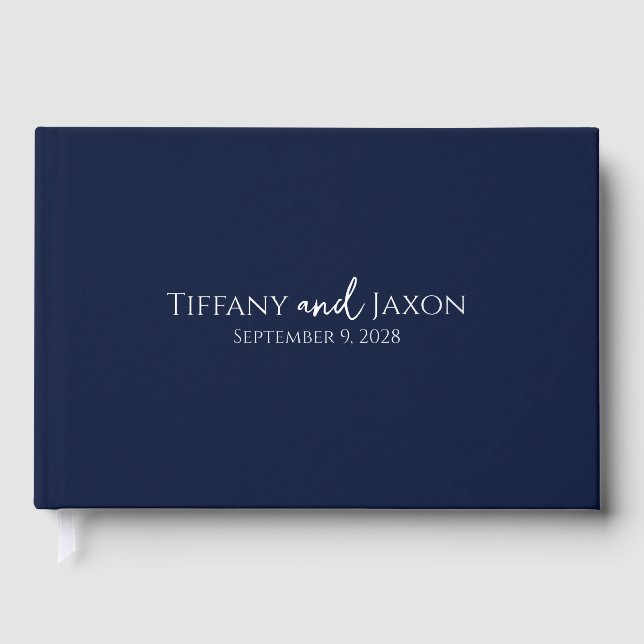 Navy Blue Wedding With Real Foil Guest Book (Front)