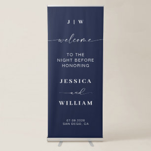 Navy Blue Welcome Wedding Night Before Retractable Banner