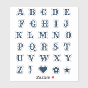 Navy Blue Western Theme Letters Alphabet Monogram Sticker