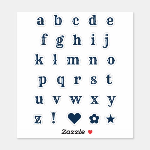 Navy Blue Western Theme Letters Alphabet Stickers