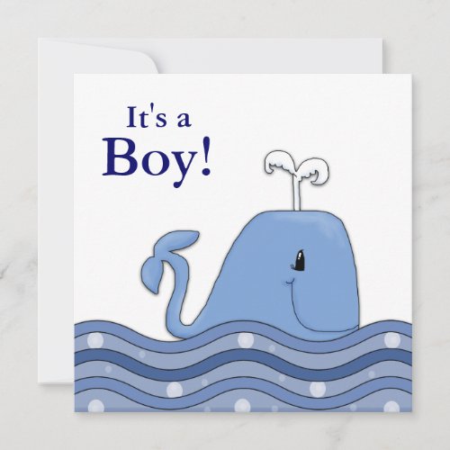 Navy Blue Whale Baby Shower Invitations
