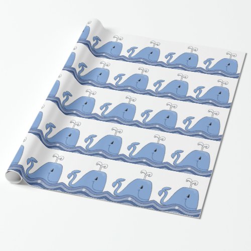 Navy Blue Whale Baby Shower Wrapping Paper