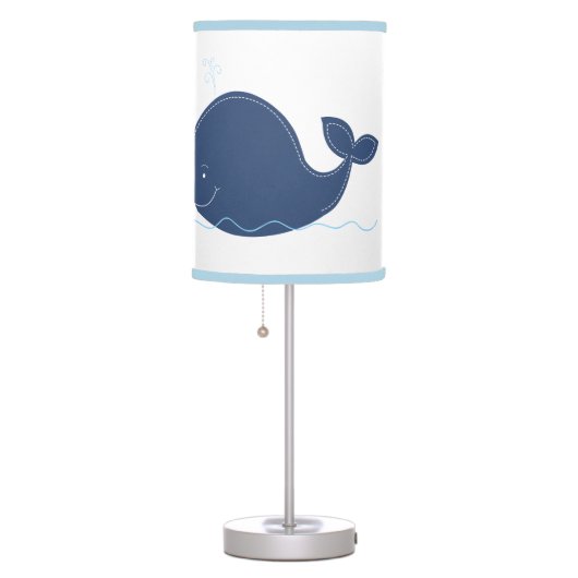 Navy Blue Whale White with Blue Trim Lamp (Right)