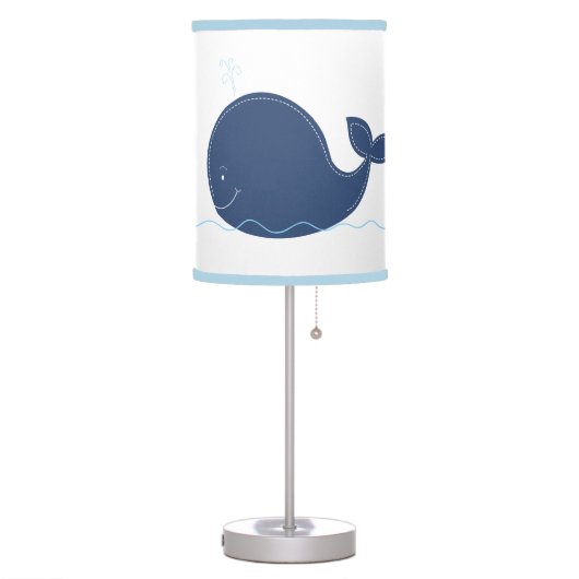 Navy Blue Whale White with Blue Trim Lamp (Left)