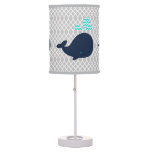 Navy Blue Whales On Gray Table Lamp at Zazzle