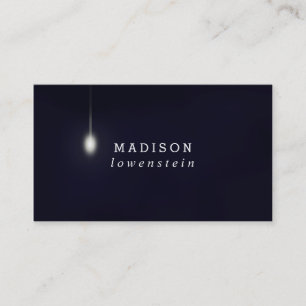 Navy Blue Whimsical Light Bulb Modern Business Card