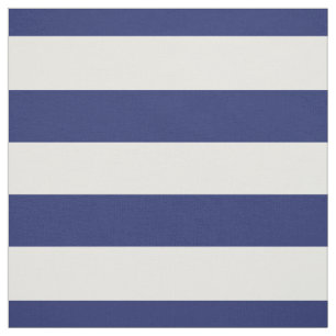 Navy Blue & White 1.5" Horizontal Stripes Pattern Fabric