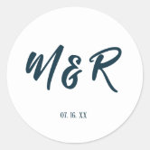 Navy Blue On White Basic Monogram R Sticker for Sale by rewstudio