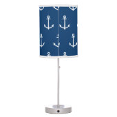 Navy Blue White Anchors Pattern, Mint Green Monogr Table Lamp (Back)