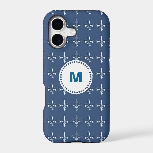 Navy Blue White Anchors Pattern Monogram Iphone Case (Back)