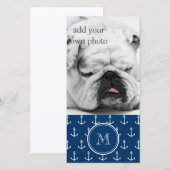 Navy Blue White Anchors Pattern, Your Monogram (Front/Back)