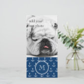 Navy Blue White Anchors Pattern, Your Monogram (Standing Front)