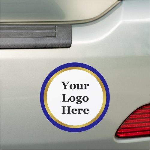 Navy Blue White and Gold Your Logo Here Template Car Magnet