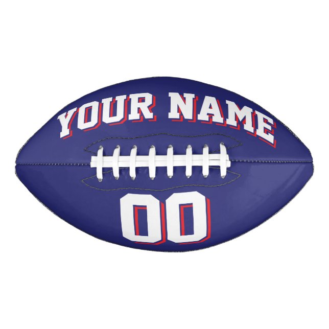 NAVY BLUE WHITE AND RED Custom Football (Front)