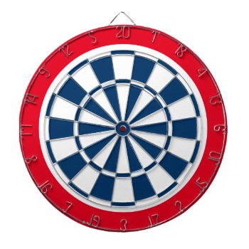 Navy Blue  White And Red Dartboard by asyrum at Zazzle