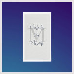 Navy Blue White Bar Mitzvah Name Monogram  Paper Guest Towels<br><div class="desc">This paper guest towel can be any background color you select. Default Background is gray; Name and Event (Bar Mitzvah or Bat Mitzvah) is fancy navy blue script, monogram is gray. "create your own." Guests will appreciate having disposable hand towels available. All Rights Reserved © 2024 Alan & Marcia Socolik.....</div>