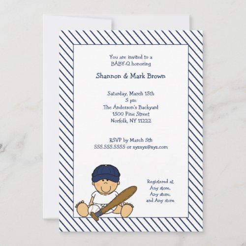 Navy Blue  White Baseball Baby Shower Invite med