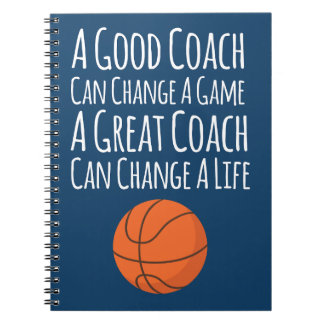 Navy Blue White Basketball Coach Gifts Notebook