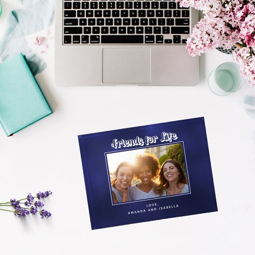 Navy blue white best friends photo names  paperweight